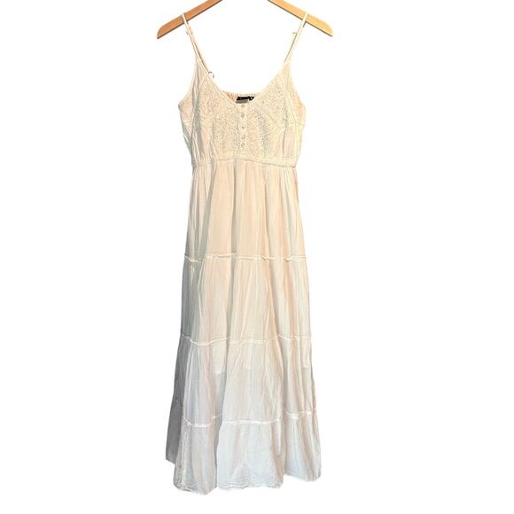 SR Fashion White Lace and Gauze Maxi Dress Size Small - Picture 1 of 7